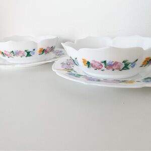 Vintage Arcopal Spain Vintage Floral Bowl & Plate Set – Set of 2
